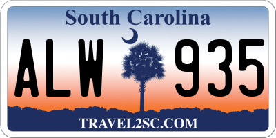 SC license plate ALW935