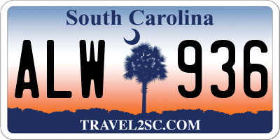 SC license plate ALW936