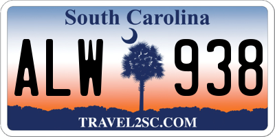 SC license plate ALW938