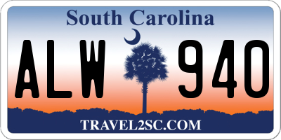 SC license plate ALW940