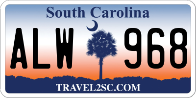 SC license plate ALW968