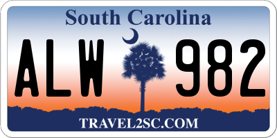 SC license plate ALW982
