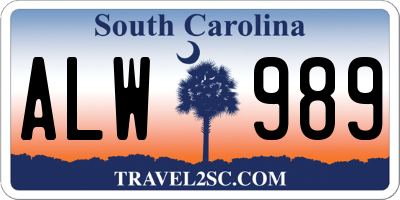 SC license plate ALW989