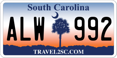 SC license plate ALW992