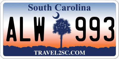 SC license plate ALW993