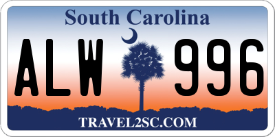 SC license plate ALW996