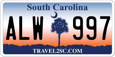 SC license plate ALW997
