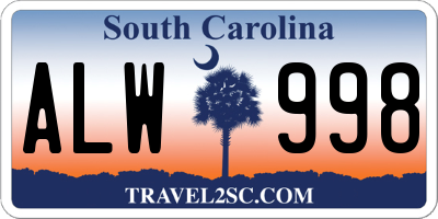SC license plate ALW998