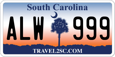 SC license plate ALW999
