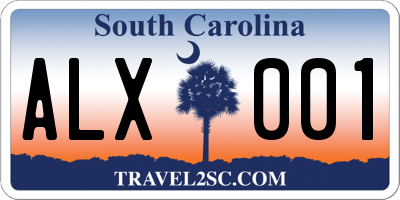 SC license plate ALX001