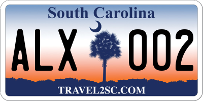 SC license plate ALX002