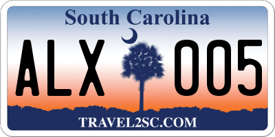 SC license plate ALX005