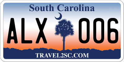 SC license plate ALX006