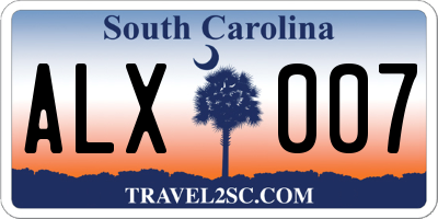 SC license plate ALX007