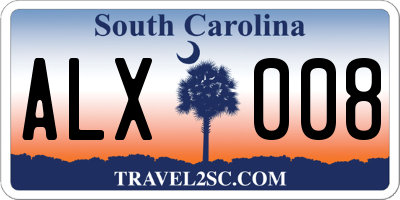 SC license plate ALX008
