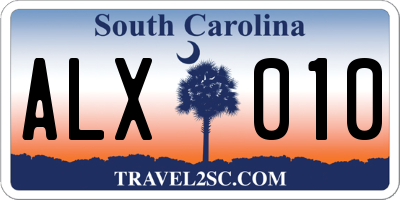 SC license plate ALX010