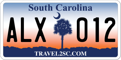 SC license plate ALX012