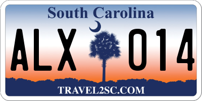 SC license plate ALX014