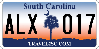 SC license plate ALX017