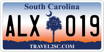 SC license plate ALX019