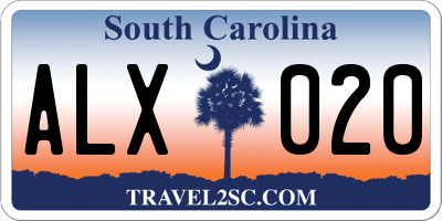 SC license plate ALX020