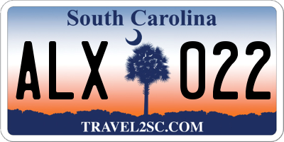 SC license plate ALX022
