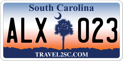 SC license plate ALX023