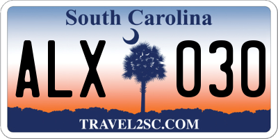 SC license plate ALX030