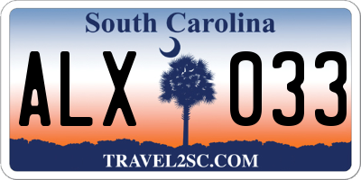 SC license plate ALX033