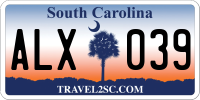 SC license plate ALX039