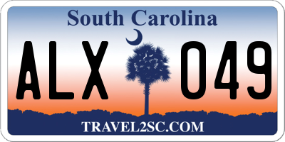 SC license plate ALX049