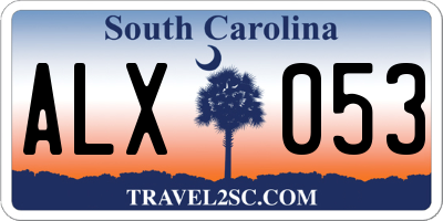 SC license plate ALX053