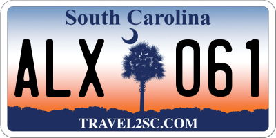 SC license plate ALX061