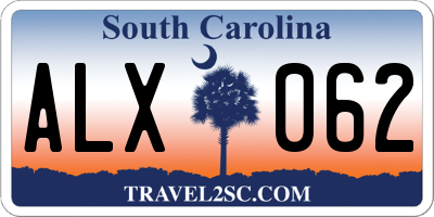 SC license plate ALX062