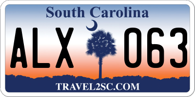 SC license plate ALX063