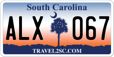 SC license plate ALX067