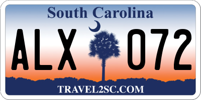 SC license plate ALX072