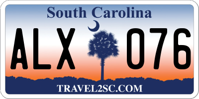 SC license plate ALX076