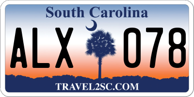 SC license plate ALX078
