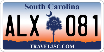 SC license plate ALX081