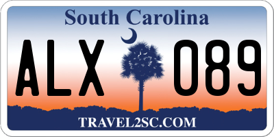 SC license plate ALX089