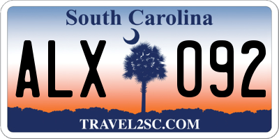 SC license plate ALX092