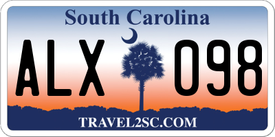 SC license plate ALX098