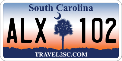 SC license plate ALX102