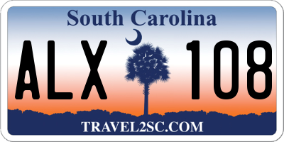 SC license plate ALX108