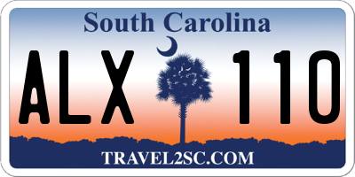 SC license plate ALX110