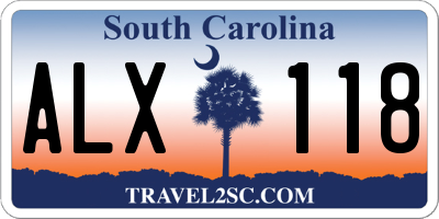 SC license plate ALX118