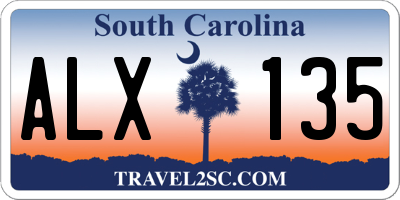 SC license plate ALX135