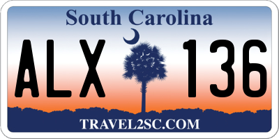 SC license plate ALX136