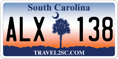 SC license plate ALX138